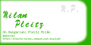 milan pleitz business card